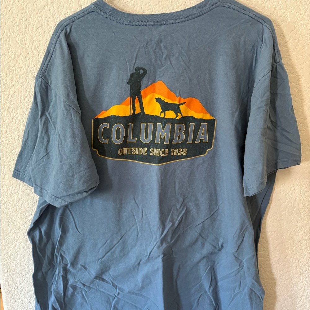 Columbia Blue T-Shirt with Mountain Graphic